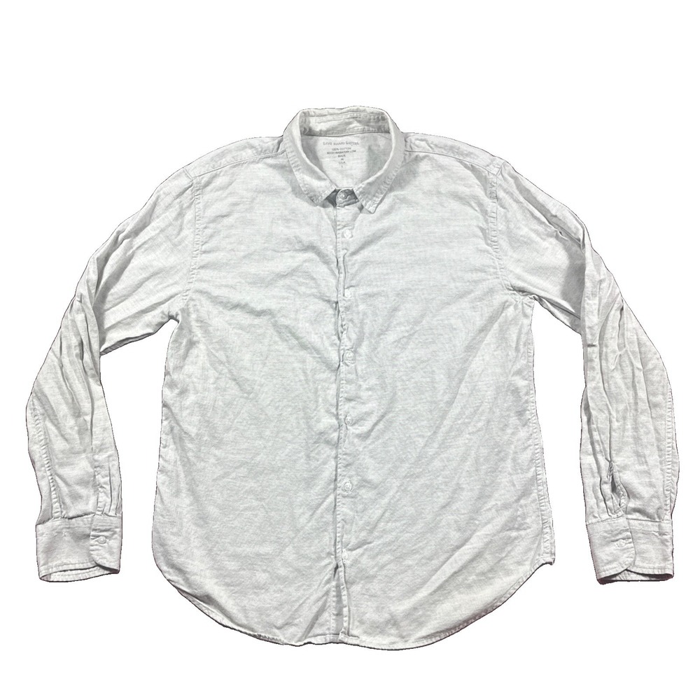 Save Khaki United Large Mens Cotton Long Sleeve Button Up Shirt Blue USA Gray